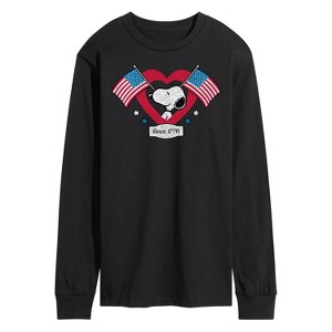Men's - Peanuts - Snoopy Since 1776 Flag Heart Long Sleeve Graphic T-Shirt - 1 of 4