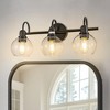 DORESshop Black Metal Bathroom Vanity Light, 3-Light Wall Sconce with Clear Round Glass Shade, E26  No Bulbs Included, for Bathroom, Bedroom - 2 of 4