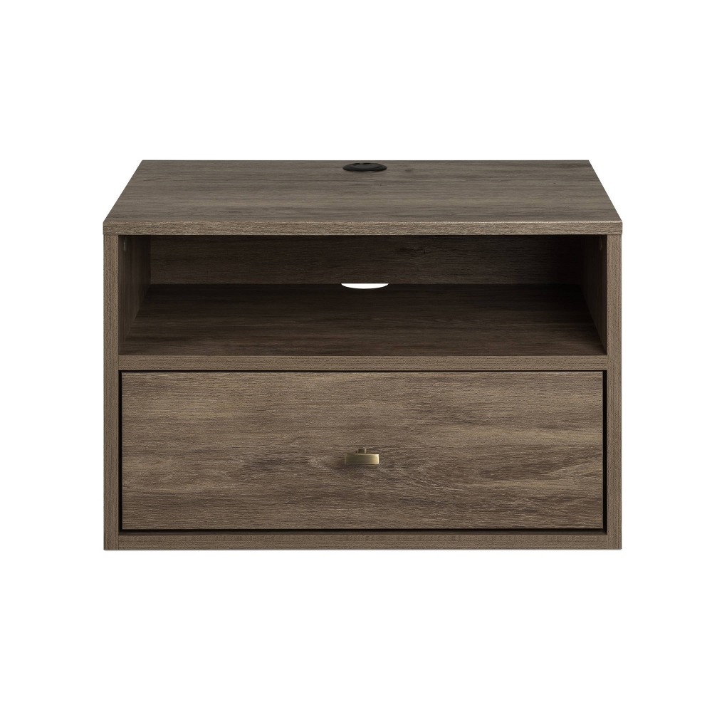 Photos - Storage Сabinet Floating 1 Drawer Nightstand with Open Shelf Drifted Gray - Prepac