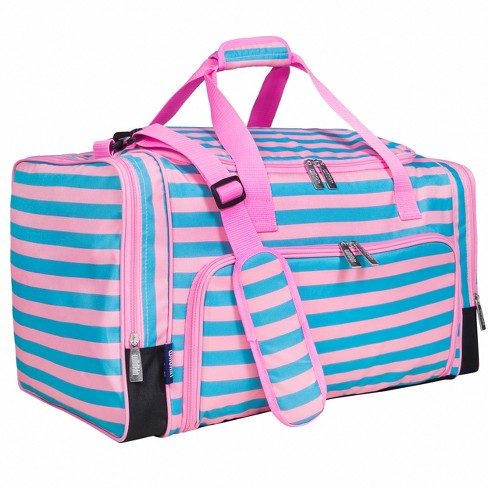 Wildkin Kids Weekender Travel Duffel Bags for Boys & Girls (Pink Stripes)