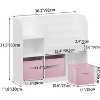 Kids Toy Storage Organizer with 3 Foldable Fabric Drawers, Wooden Open Shelf Bookcase with Storage Cubbies for Home Playroom, Hallway & Kindergarten - 4 of 4