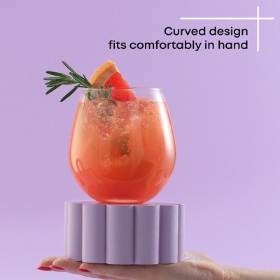 JoyJolt 15oz Clear Stemless Wine Glasses Set of 4