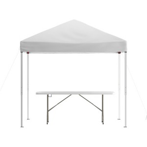 Emma and Oliver Outdoor Event/Tailgate Tent Set with Pop Up Event Canopy and Wheeled Case and Bi-Fold Table with Carrying Handle - 1 of 4