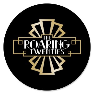 Big Dot of Happiness Roaring 20's - 1920s Art Deco Jazz Party Circle Sticker Labels - 24 Count - 1 of 4