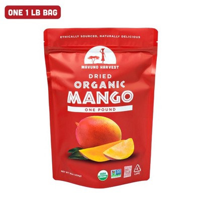 Mavuno Harvest Organic Dried Mango Fruit Snacks, a Vegan & Gluten Free Healthy Snack with No Preservatives or Added Sugars - 1 LB Bag