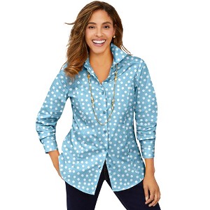 Jessica London Women's Plus Size Wrinkle-Free Stretch Poplin Shirt - 1 of 4