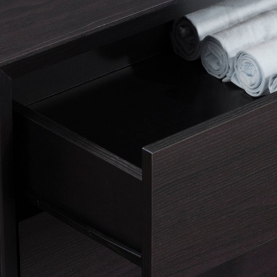 Mid-Century Modern Newport Black 24" Nightstand with Storage Drawer