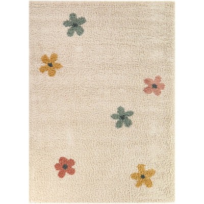 Balta Rugs 5'3"x7' Gardner Floral Kids' Rug Cream: Contemporary High Pile, Fade & Stain-Resistant, OEKO-TEX Certified