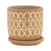 Sagebrook Home 6" Wide 2pc Cross Planter Pots with Saucer Tan: Ceramic, Freestanding, Indoor & Outdoor Use - 2 of 4