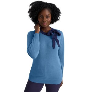 Jessica London Women's Plus Size Tie-Neck Sweater - 1 of 4