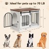 Dog Crate Furniture, 39.4 Inch Medium Dog Crates with Bed Mat, Wooden Dog Kennel Furniture, End Side Table Dog Cage with 3 Doors, White - 2 of 4