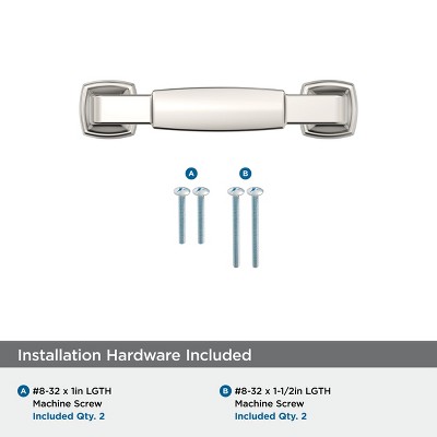 Polished Nickel 3" Cabinet Drawer Pull with Mounting Hardware