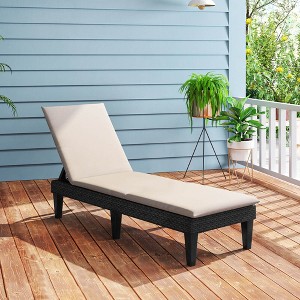 Costway Patio Lounge Chair Recliner Chair with 3-Position Adjustable Backrest & Cushion Blue/Gray/Orange/Red/White - 1 of 3