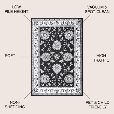 Elegant Cottage-Style Gray and Ivory Synthetic Area Rug