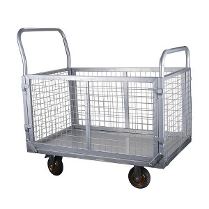 NAYSAYE Platform Truck Cart Heavy Duty Foldable Utility Dolly with Removable Cage for Workshop and Storage, Silver Gray, 39.4"*23.6"*40.9" - 1 of 4