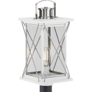 Progress Lighting Barlowe 1-Light Outdoor Post Lantern, Stainless Steel, Clear Seeded Glass - 1 of 2
