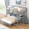 NicBex Twin over Full Size Bunk Bed with Desk Pinewood Frame Bed Frame with 3 Drawers, Guardrails and Slant Ladder, No Box Spring Required - 2 of 4