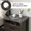 Tangkula 2PCS Nightstand End Table Sofa Bed Side Table w/ 2 Drawers Cable Hole Walnut - 4 of 4