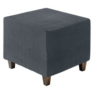 Unique Bargains Square Jacquard Ottoman Slipcover with Elastic Bottom for Furniture Protector - 1 of 4