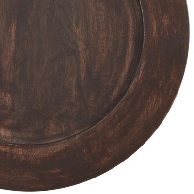Dark Brown Round Bamboo Wood Charger Plates, Set of 4