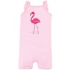 Hudson Baby Infant Girl Cotton Rompers 3pk, Bright Flamingo - 2 of 4