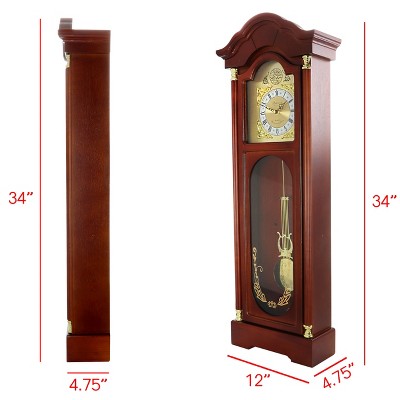 Antique Cherry Oak Finish Rectangular Chiming Pendulum Wall Clock