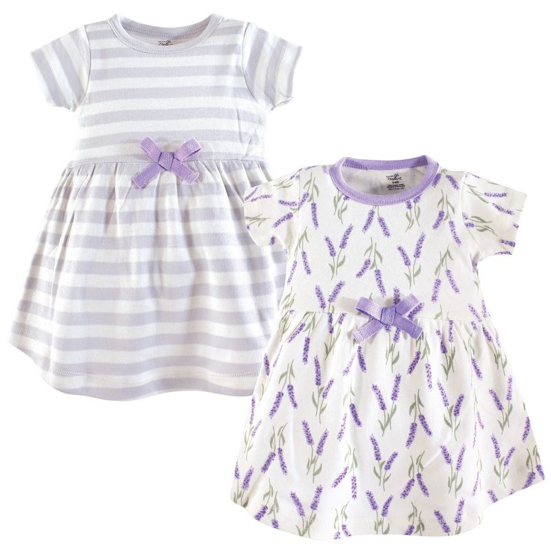 Touched by Nature Baby and Toddler Girl Organic Cotton Short-Sleeve Dresses 2pk, Lavender, 1 of 3