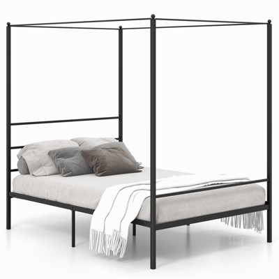 Infans Full Metal Canopy Platform Bed Frame Mattress Foundation w/ Slat Support