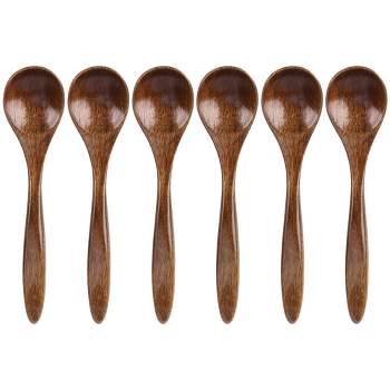 BambooMN Brand - Carbonized Brown 3.5 Oval Head Small Solid Bamboo Spice/Salt/Sugar Spoons, 10pcs