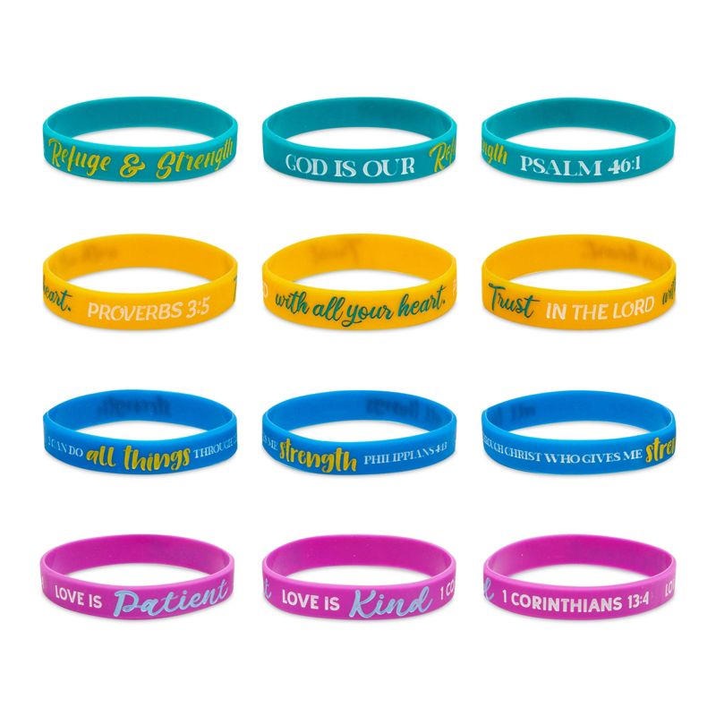 Faithful Finds 24 Pack Religious Silicone Bracelets, Motivational Christian Rubber Wristbands, 5 of 8