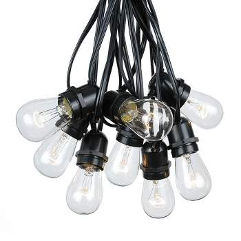 Novelty Lights Edison Outdoor String Lights with 50 In-Line Sockets Black Wire 100 Feet