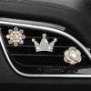 Anna-Kaci 3-Piece Rhinestone and Pearl Car Air Vent Clip Set Crown and Flower Designs 0.8in - White - 2 of 4