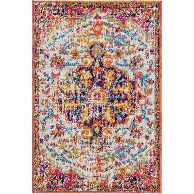 Mark & Day Olivia 3'11"x5'7" Rectangle Woven Indoor Area Rugs Neon Pink: Traditional Medallion, Stain-Resistant, Pet Friendly
