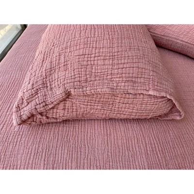 Brick Organic Cotton Muslin Standard Shams Set