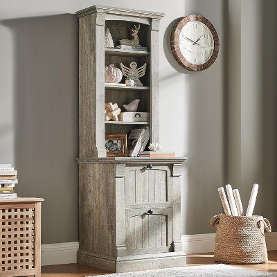 SinCiDo Storage Bookcase, 72" Tall Farmhouse Upright Bookcase w/ 4 Layer Open Adjustable Bookshelves & 2 Drawers, Adjustable File Rack, Home or Office