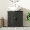 Resenkos Bathroom Sink Cabinet, Pedestal Sink Cabinet with Adjustable Shelf, Black - 3 of 4