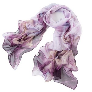 Signare USA Chiffon Lotus Purple Floral Chiffon Scarf - 1 of 4