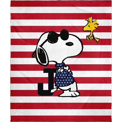 Intimo Peanuts Joe Cool Snoopy Woodstock Flag Plush Fleece Throw Blanket Wall Scroll Multicoloured