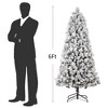 6 FT Christmas Tree with 200 Multicolor  Lights, Prelit Snow Flocked Christmas Tree with Foldable Metal Base, 8 Lighting Modes - 2 of 4