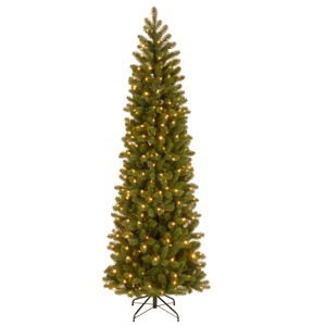 Prelit Slim Downswept Douglas Fir Artificial Christmas Tree Dual Color Lights - National Tree Company - 1 of 4