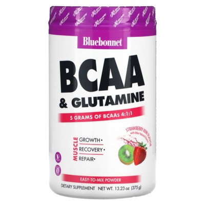 Bluebonnet Nutrition BCAA & Glutamine, Strawberry Kiwi, 13.23 oz (375 g)
