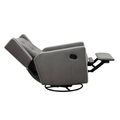 Gray Linen Tufted Swivel Recliner Armchair with Track Arms