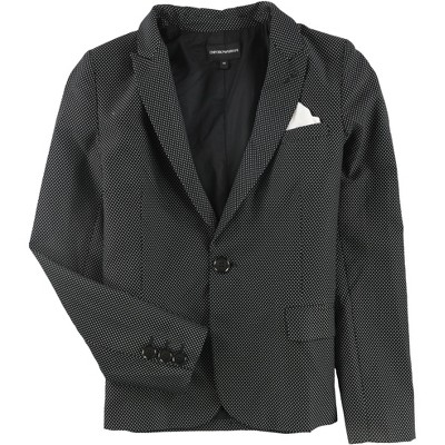 Armani Womens Pindot One Button Blazer Jacket, Black, 40