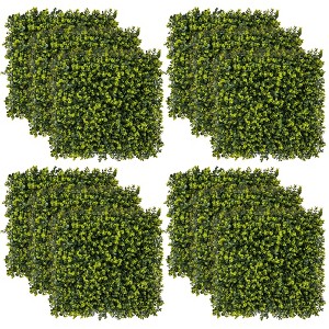 Costway 12 PCS 20" x 20" Artificial Hedge Boxwood Panels with Realistic Undulant surface - 1 of 4