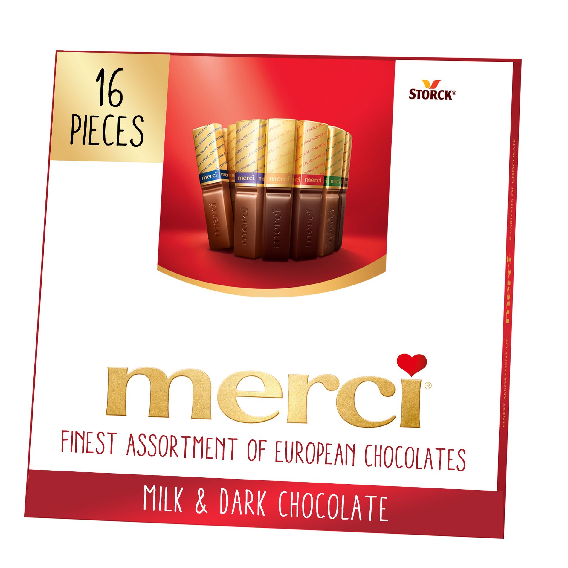 Merci Finest Assortment of European Chocolates, Candy Gift Box - 16ct/7oz