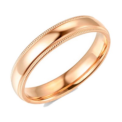 Pompeii3 5mm Milgrain Plain High Polished Dome Wedding Band 10k White, Yellow, Rose Gold