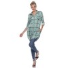 Women's Printed Plaid Roll Tab Tunic - White Mark - 2 of 4