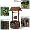 Sunnydaze Outdoor Fir Wood Wishing Well Garden Planter with Hanging Flower Bucket for Garden or Yard - 45" H - Brown - 2 of 4