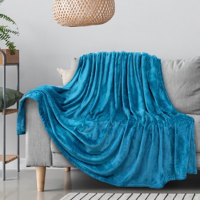 Turquoise Twin Size Fleece Flannel Throw Blanket