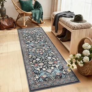 Full Floral Runner Rug, Non-Slip Washable Soft Carpet, Thin Rug for Entryway, Kitchen, Hallway, Bathroom, Laundry - 1 of 4